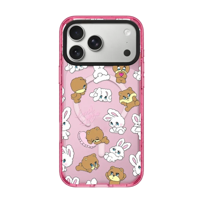 Rabbit Cherry Strawberry iPhone Case With Pink Border