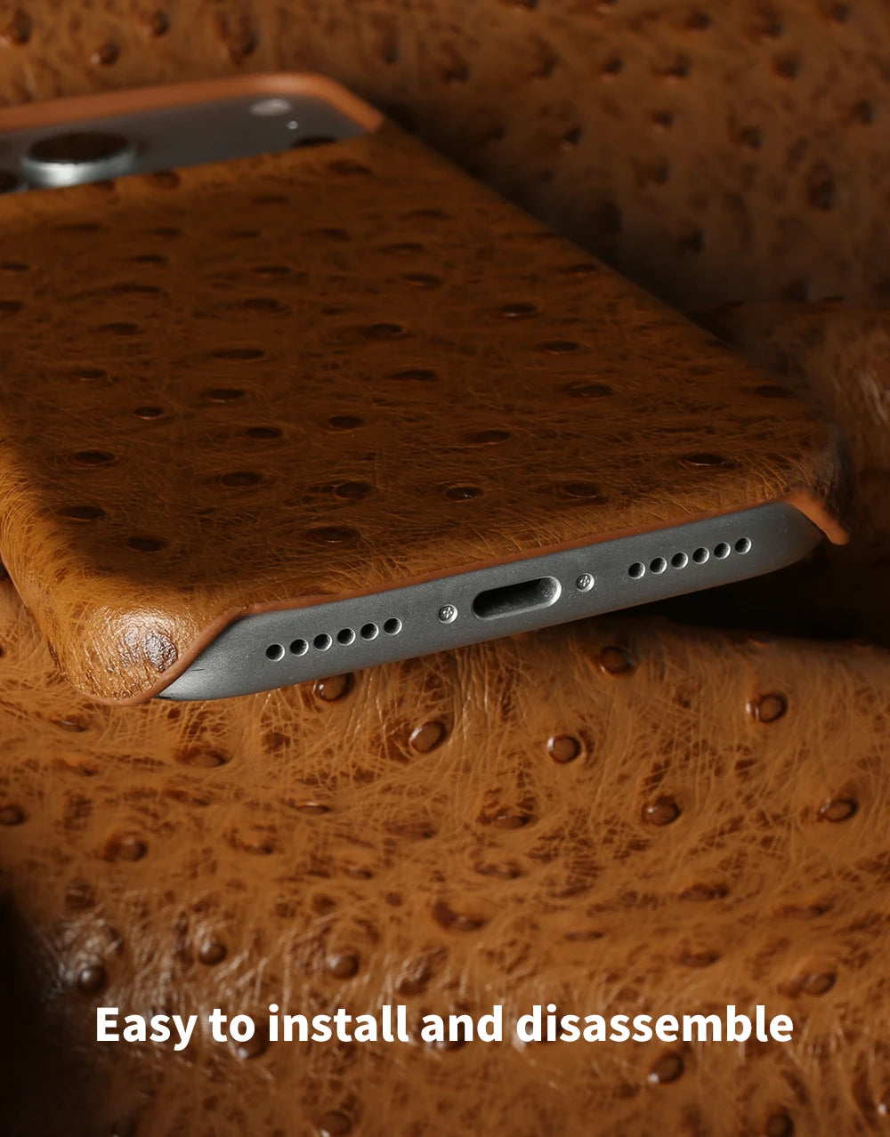 Ostrich Genuine Leather Case For iPhone