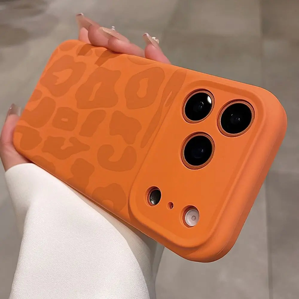 Leopard Liquid Silicone Camera Lens Protective Phone Case For iPhone