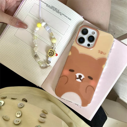 Crystal White Light Pinching Face Teddy Bear Phone Case