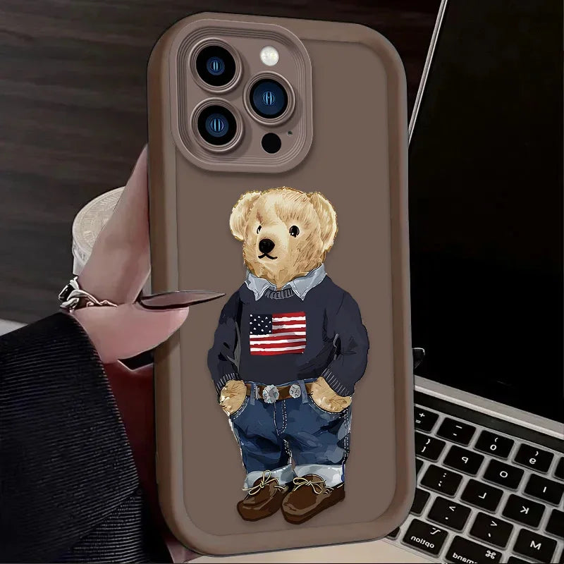 Fashion Luxury Bear Phone Case For iPhone – Soft Silicone Cover