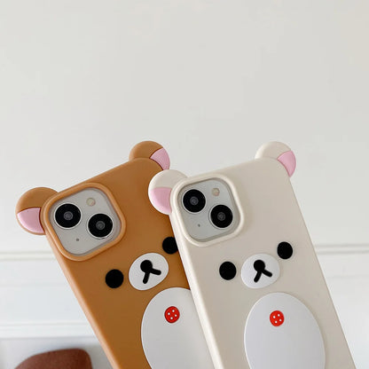 Fashion Cute 3D Cartoon Rilakkuma Bear Soft Silicone Phone Case Back Cover For iPhone