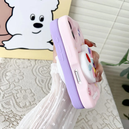 Korean 3D Color Painting Telescopic Colorful Bracket Case For iPhone