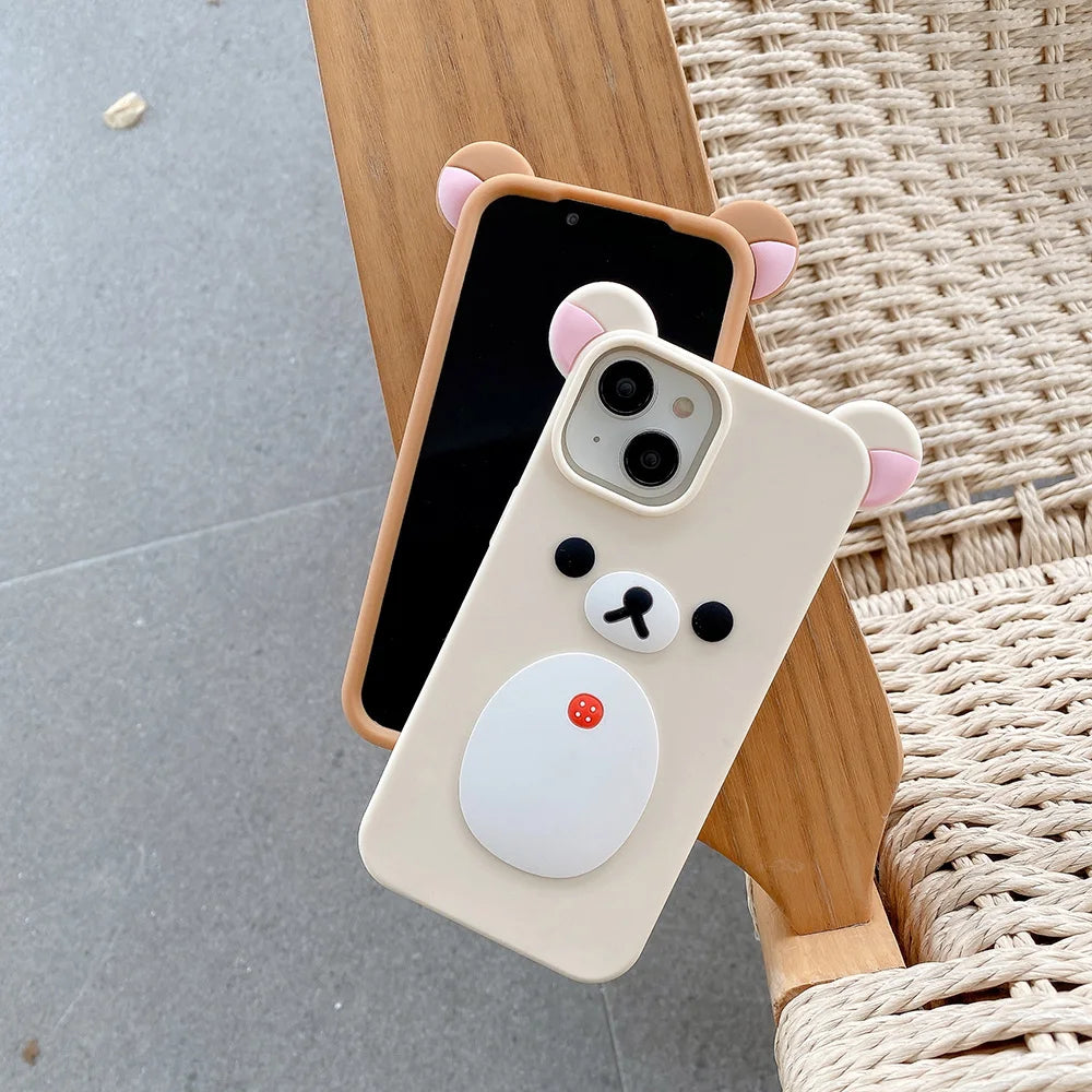 Fashion Cute 3D Cartoon Rilakkuma Bear Soft Silicone Phone Case Back Cover For iPhone