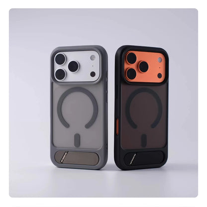 Matte Translucent MagSafe iPhone Case, Metal Holder Bumper