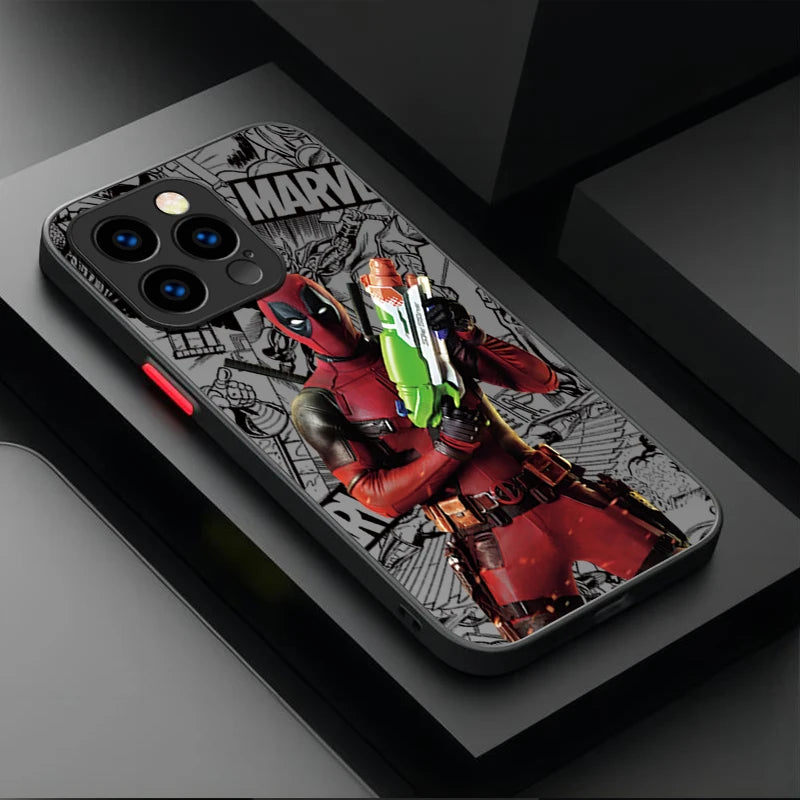 Fun Marvel Deadpool Matte Hard Phone Case For iPhone