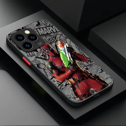 Fun Marvel Deadpool Matte Hard Phone Case For iPhone