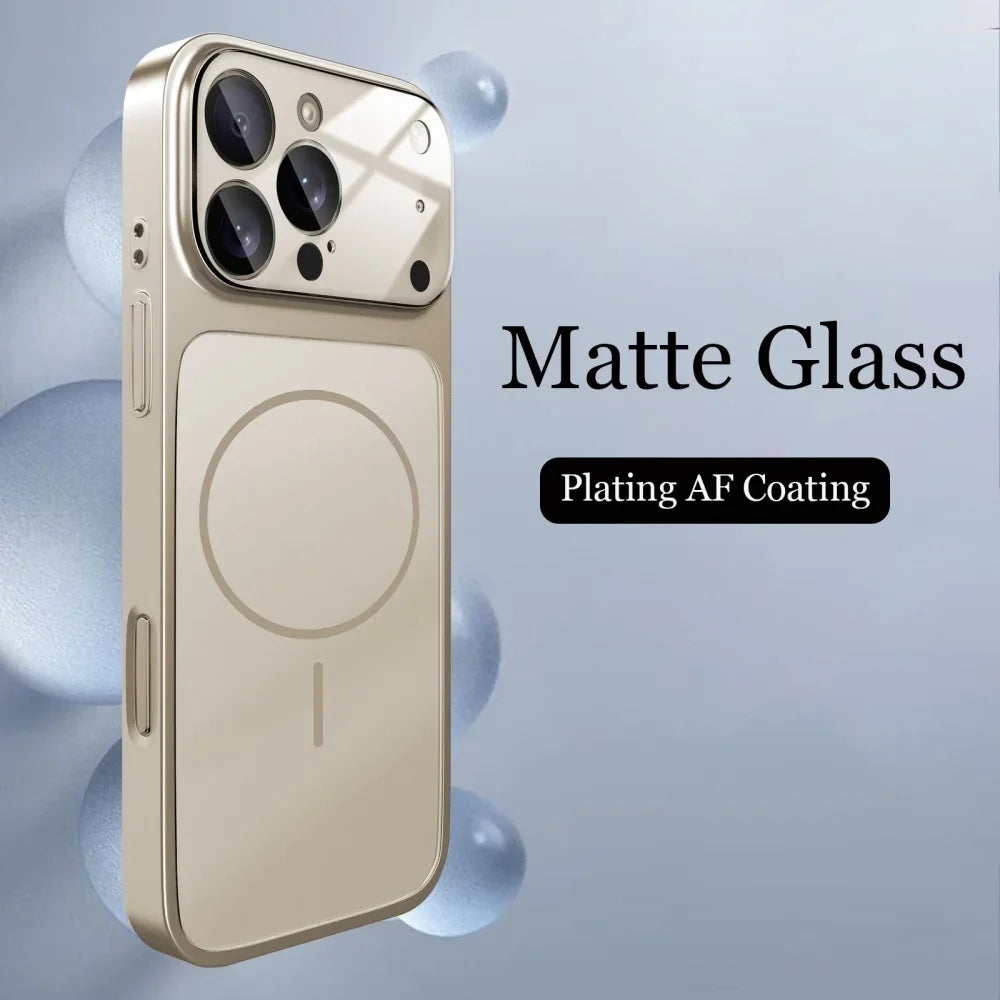 Original Glass Nano Matte Case For iPhone Magnetic For Magsafe Wireless Charging Armor Funda