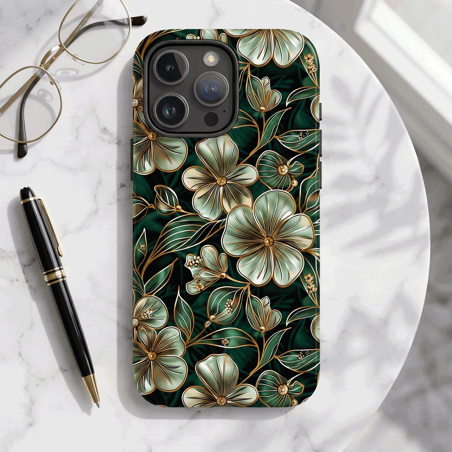 Luxury Botanical Magnetic Phone Case Compatible With iPhone Double Layer Protective Cover