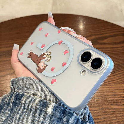 Curious George Monkey Print Wireless Charging Phone Case For iPhone