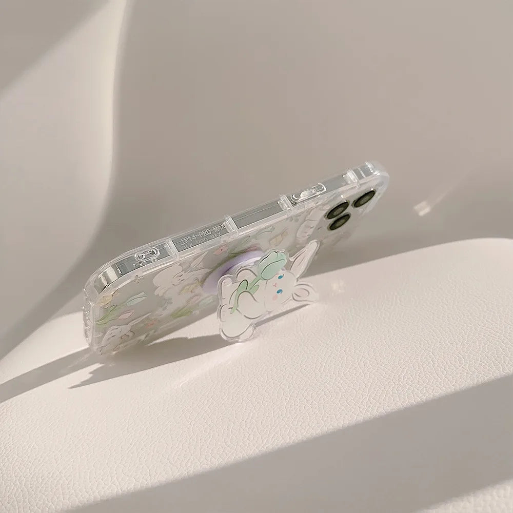 Cute Flower Bunny Print Phone Case For iPhone