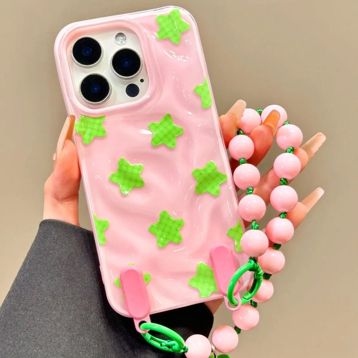 Korean Ins Meteorite Lattice Star Phone Case For iPhone Lovely Bracelet Silione Cover