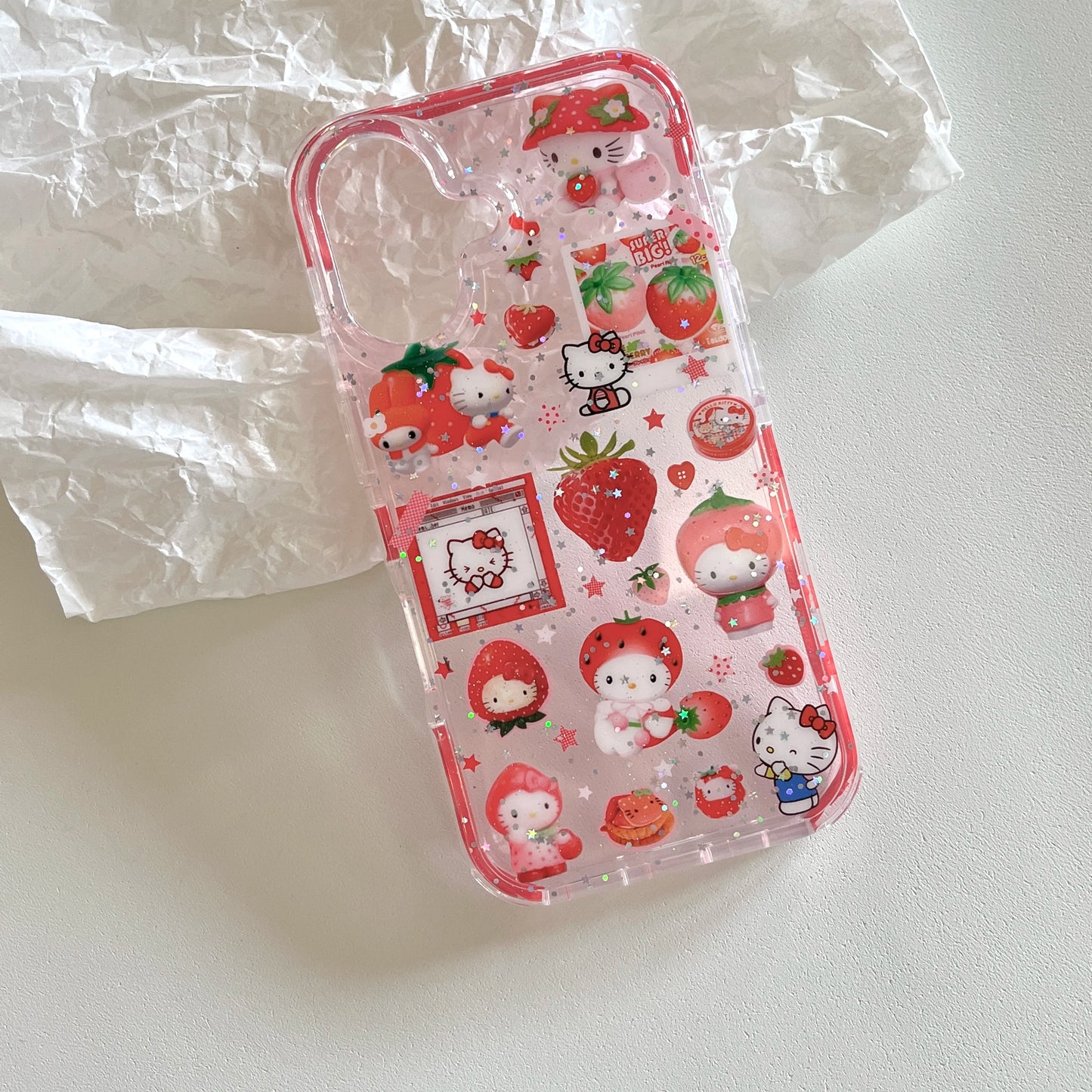 New Hot Red Strawberry Hello Kitty Cat Phone Case