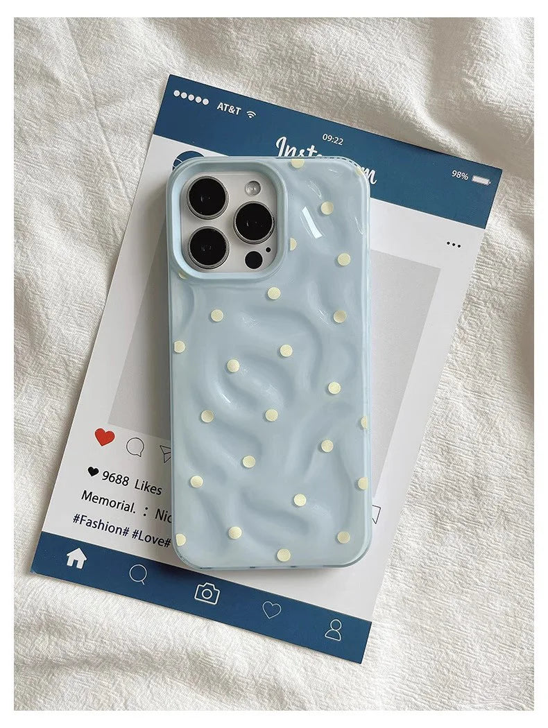 Love Polka Dot Folds Texture Phone Cases For IPhone