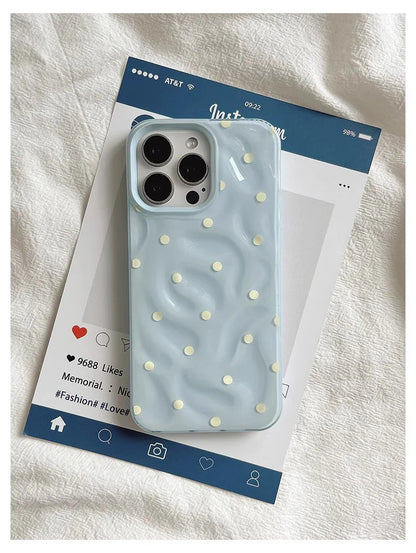 Love Polka Dot Folds Texture Phone Cases For IPhone