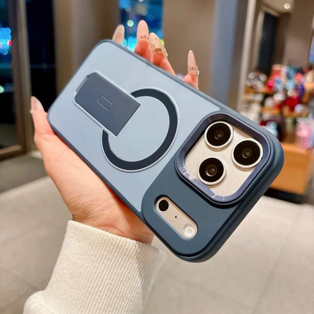 For Magsafe Invisible Bracket Magnetic Phone Case For iPhone Soft Frame Shockproof Cover