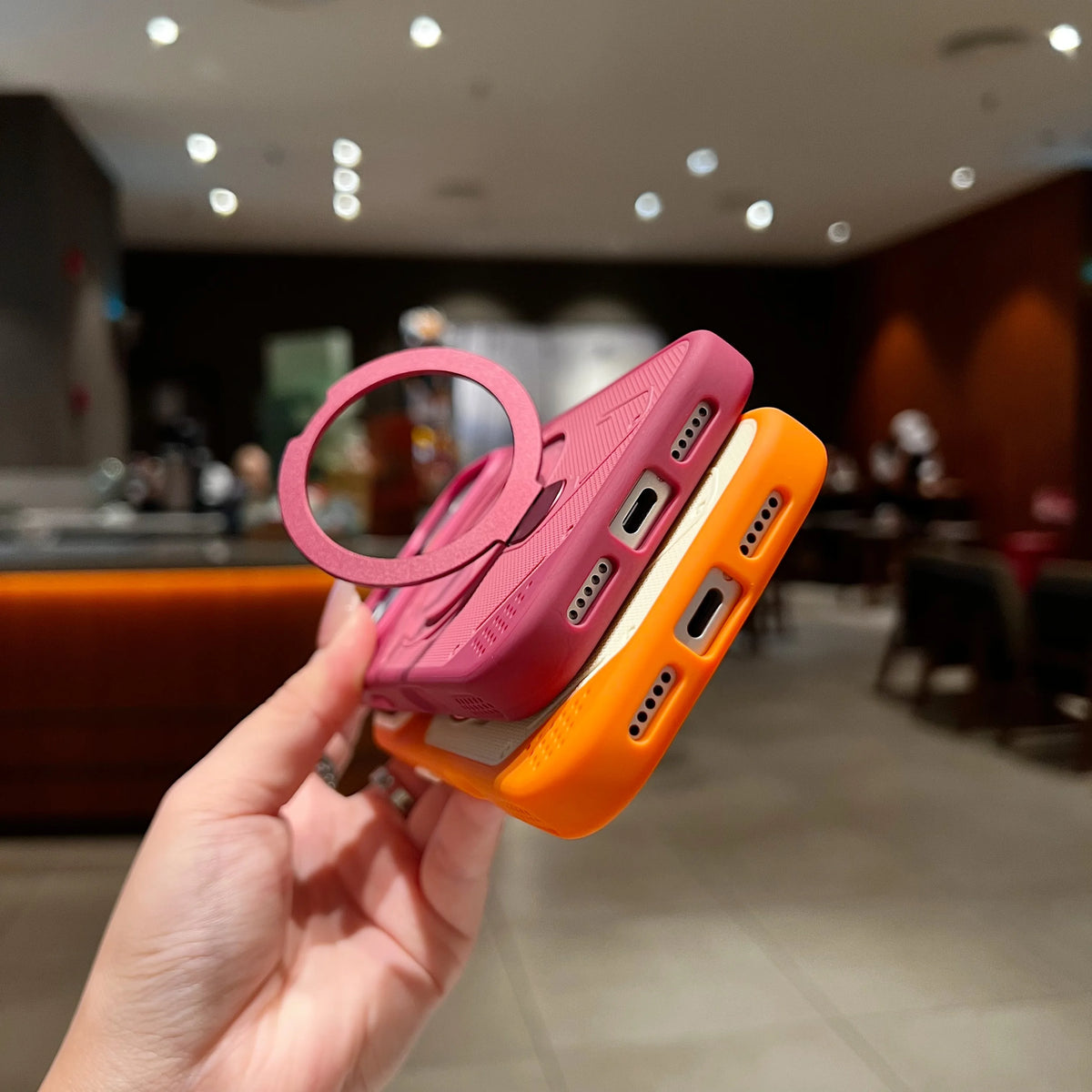 Two- Color Magnetic Kickstand Phone Case For iPhone