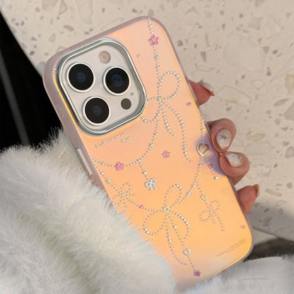 Korean Cartoon Gilding Stars Bowknot Laser Phone Case For iPhone