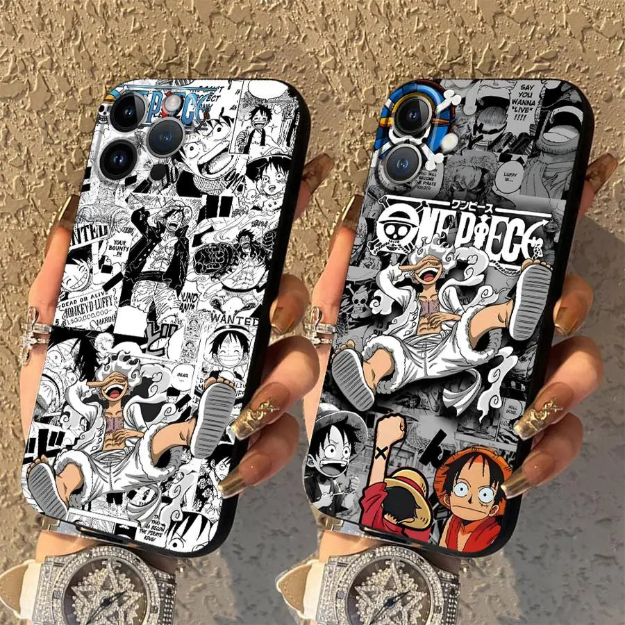 One Piece Luffy Adventure King Black Soft Phone Cover Case For iPhone