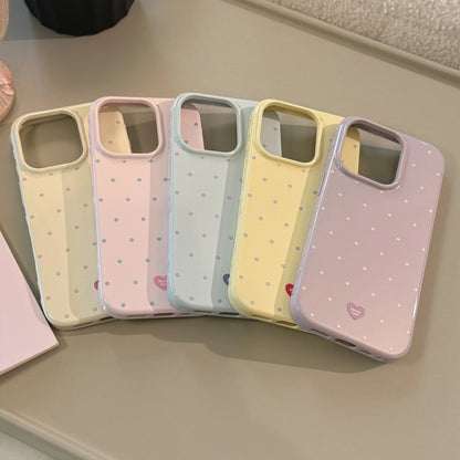 Korean Full Screen Candy Colors Polka Dot Soft Phone Case For iPhone