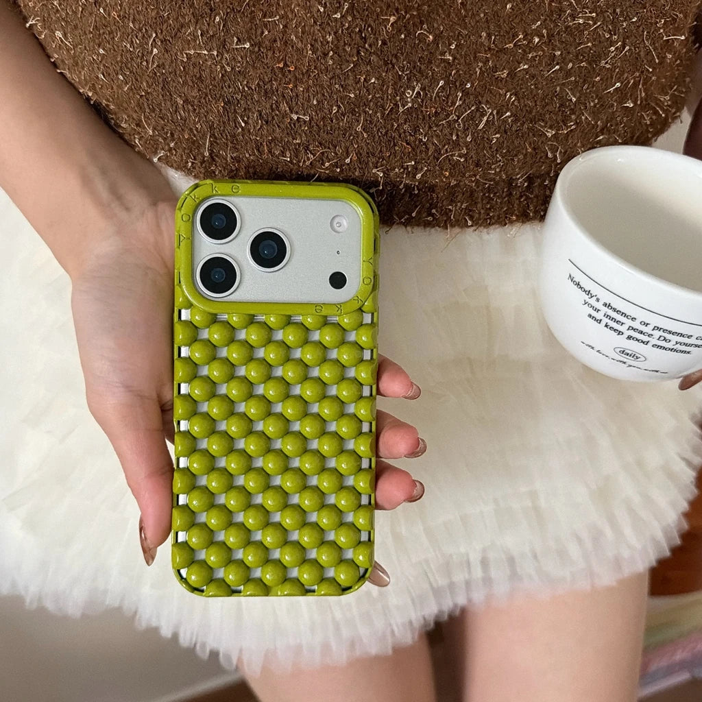 Creative Advanced Stereoscopic Hollow Out Pearl Round Bead Shock Proof Phone Cover Case For iPhone