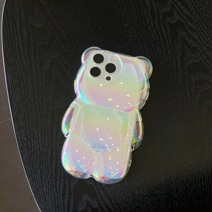 INS Cute 3D Gradient Electroplated Bear Phone Case Suitable For iPhone