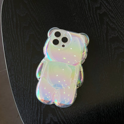 INS Cute 3D Gradient Electroplated Bear Phone Case Suitable For iPhone
