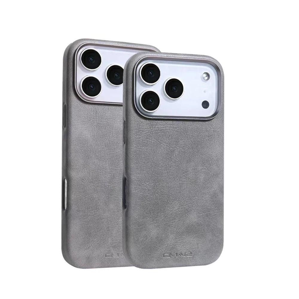 Leather-Style MagSafe iPhone Case With Alloy Lens Bumper Armor