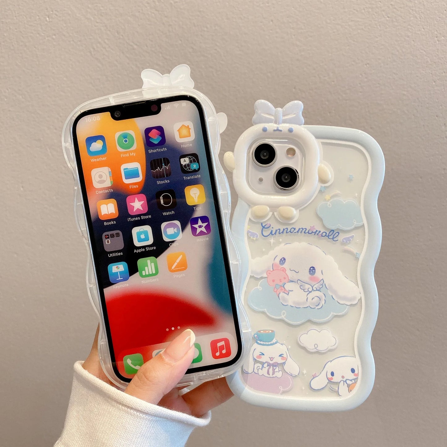 Kawaii Sanrio Cinnamoroll With Bracelet Bracket Phone Case For iPhone