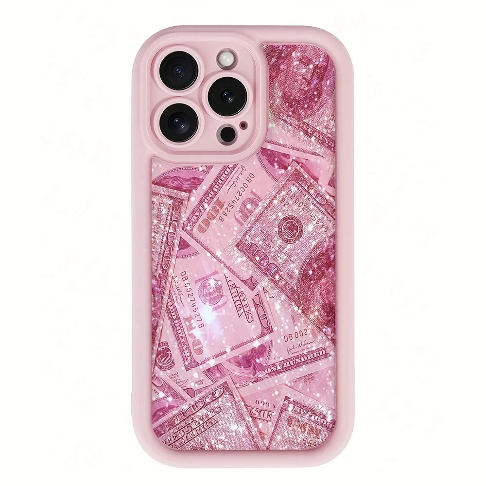 Pink Dollars Full-Coverage Banknote Design Silicone Phone Case For iPhone