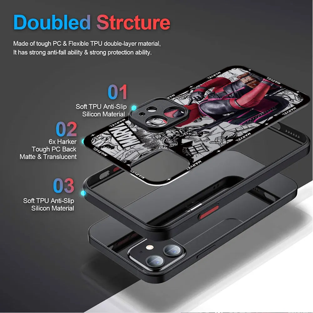 Marvel Deadpool Case For iPhone Matte Cover Luxury Clear Hard
