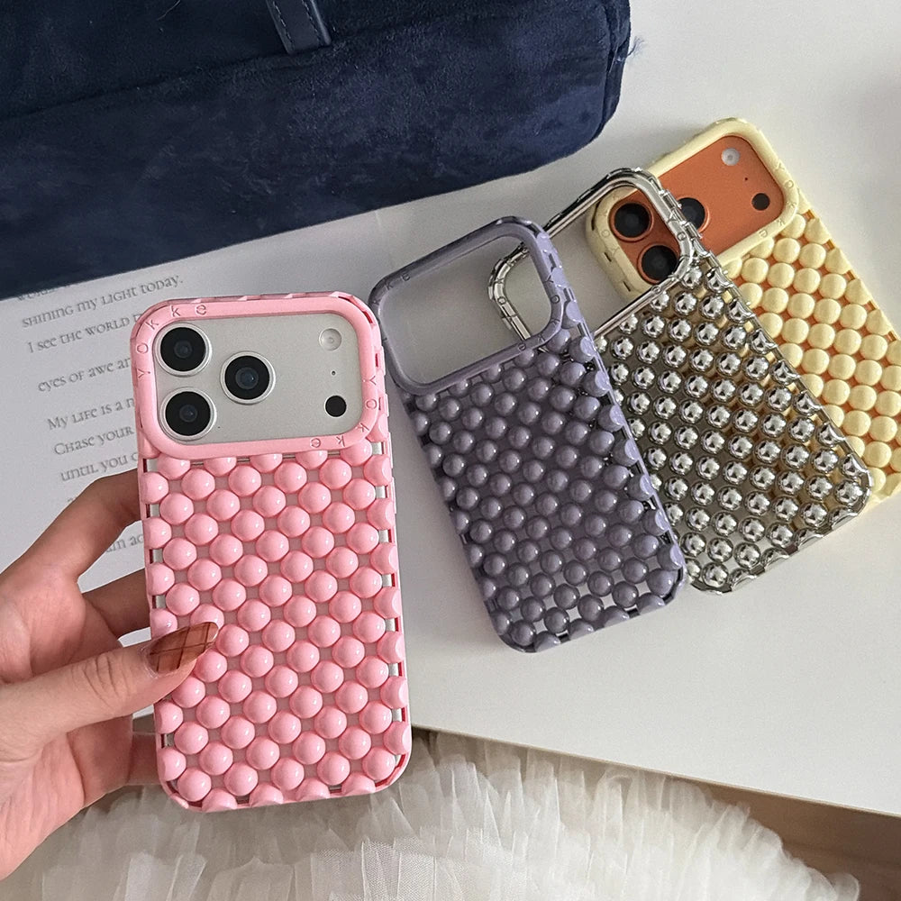 Electroplated Orange Pearl Pattern Phone Case For iPhone Soft Shockproof Silicone Cover Girls