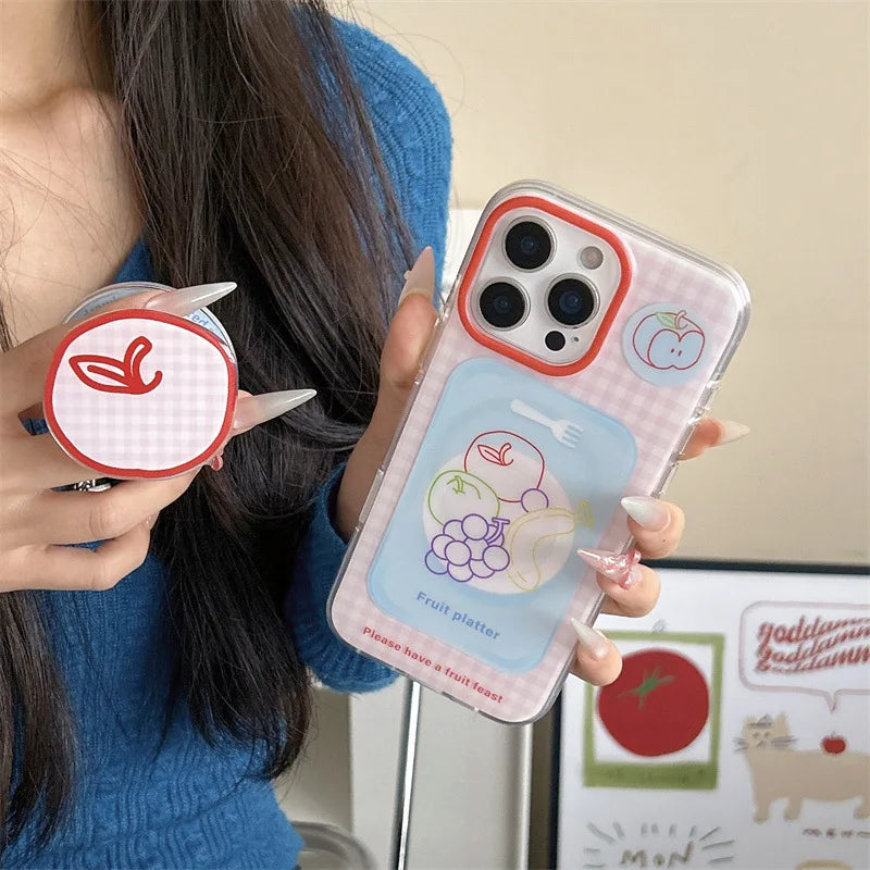 Summer Fruit Banana Grape Apple Graffiti Retro plaid Phone Case