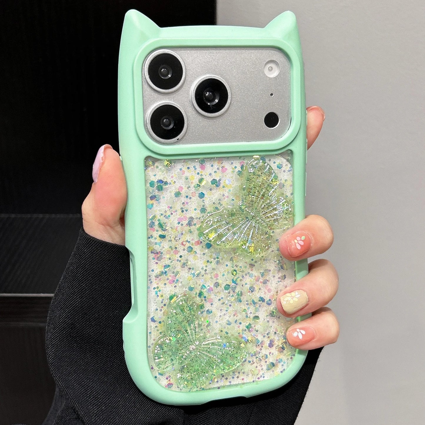 Glitter Drip Glue Butterfly Cover For iPhone