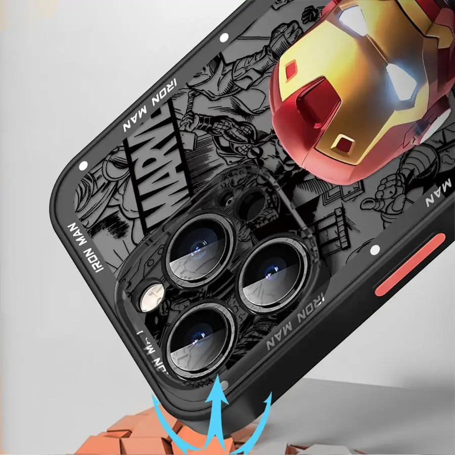 Case For iPhone Funda Back Phone Cover Marvel Sipiderman Ironman