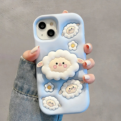 Cute Sheep Folding Stand Holder Case For iPhone