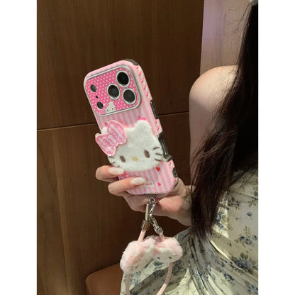 Hello Kitty Shockproof Leather Phone Case With Lanyard