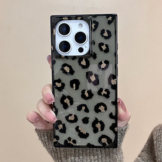 Fashion Black Glitter Leopard Pattern Phone Case