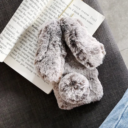 Plush Warm Case For iPhone Cute Long Rabbit Ears Furry Fluffy Fur Cover
