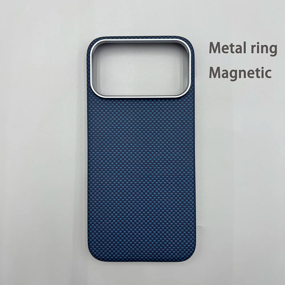 Carbon Fiber Kevlar Aramid Fiber Hard Shell Lightweight Business Black Protective Cover For iPhone