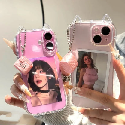 Fashion Clear 3D Cute Cat Ears Phone Case For iPhone