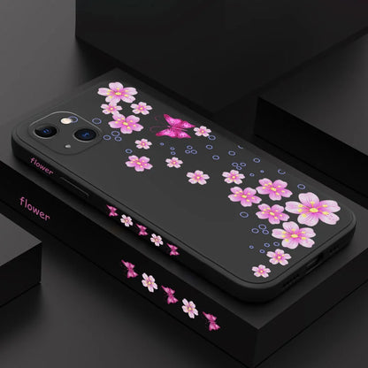 Abstract Plants Flower Silicone Phone Case For iPhone