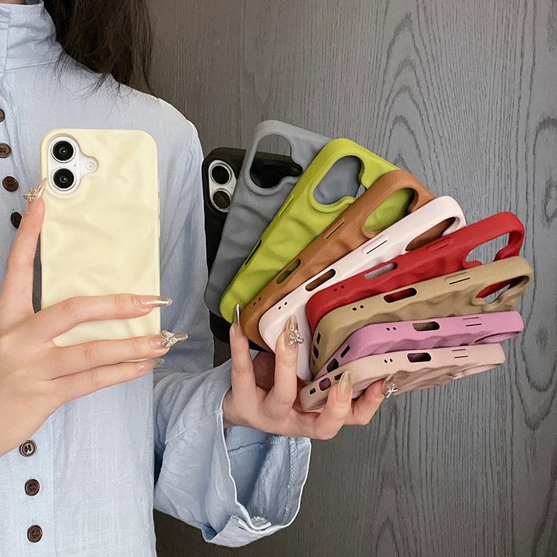 Matte Candy Color Folding Wrinkled Texture Phone Case
