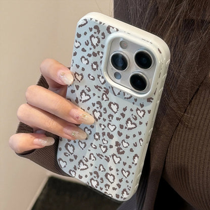 Stylish Retro Blue Leopard Print Love Heart Soft Phone Case For iPhone