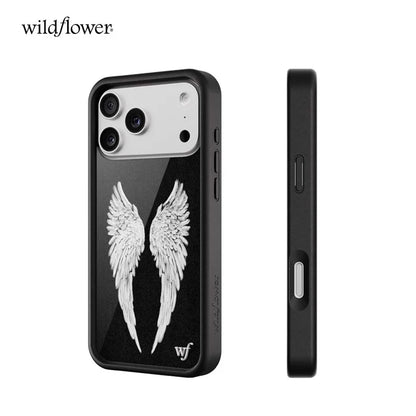 Fashion Wildflower Pink Black Angel Wings Baby Phone Case For iPhone