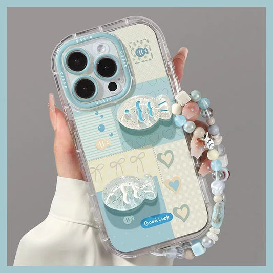 Fresh Ocean Fish Love Heart 3D Folding Bracket Compatible Phone Case