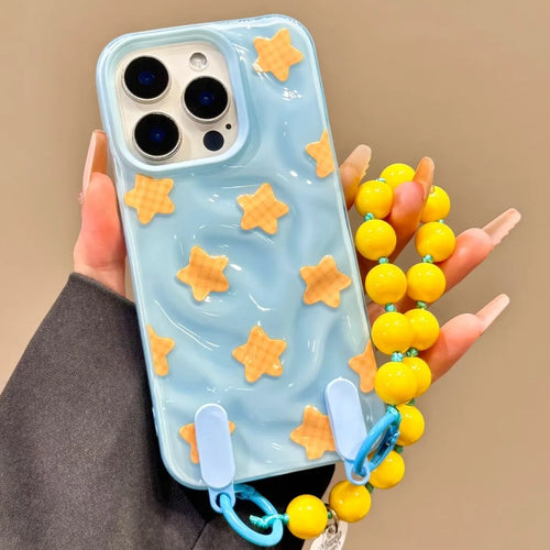 Korean Ins Meteorite Lattice Star Phone Case For iPhone Lovely Bracelet Silione Cover
