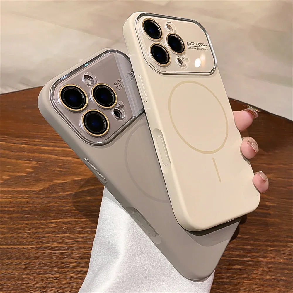 Advanced Liquid Phone Case For iPhone Magnetic Charging Glass Lens Protective Cover Silicone Couple Set
