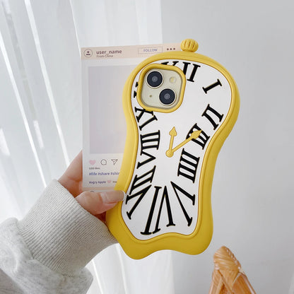 Funny Cartoon 3D Clock Phone Case For iPhone Anti Fall Soft Silicone Cover