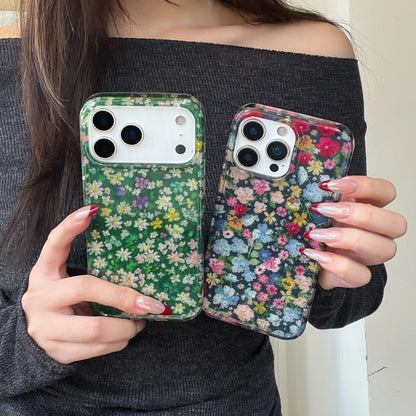 Glitter Shiny Oil Painting Flowers Phone Case For iPhone